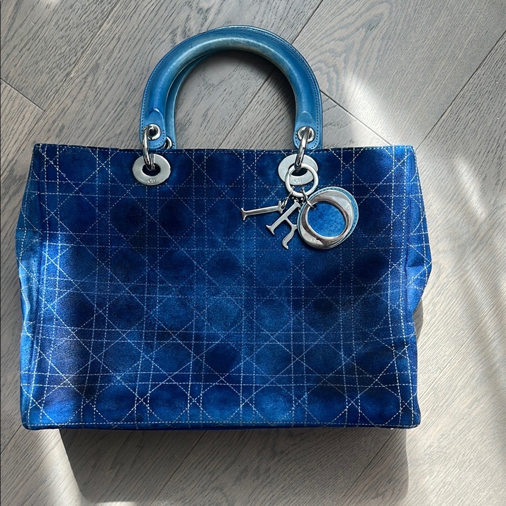 Authentic Dior Lady Blue Tote Bag